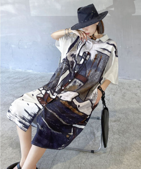 Abstract Cityscape Art Shirt Dress